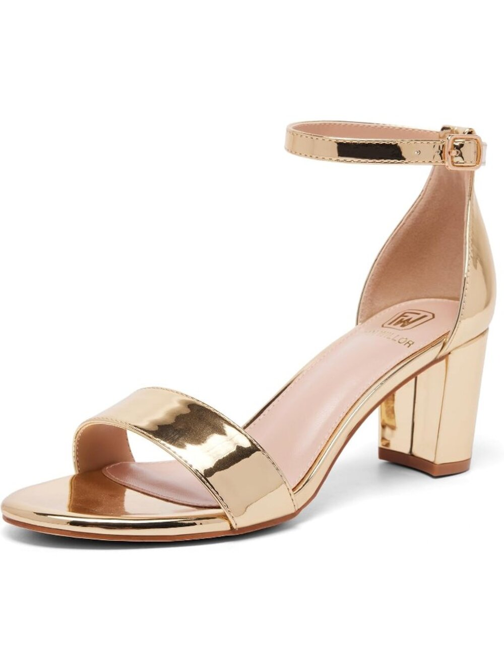 Women's Gold Suede Comfortable Open Toe Low Chunky Short Fashion Dress Heels